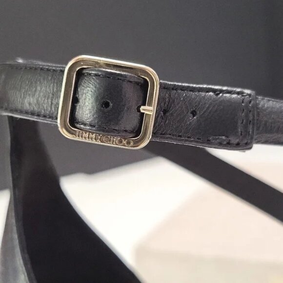 NIB$795 Jimmy Choo Rheea 65 Logo Block Heel Crisscross Leather Sandals 39.5, 9.5 - Picture 13 of 16